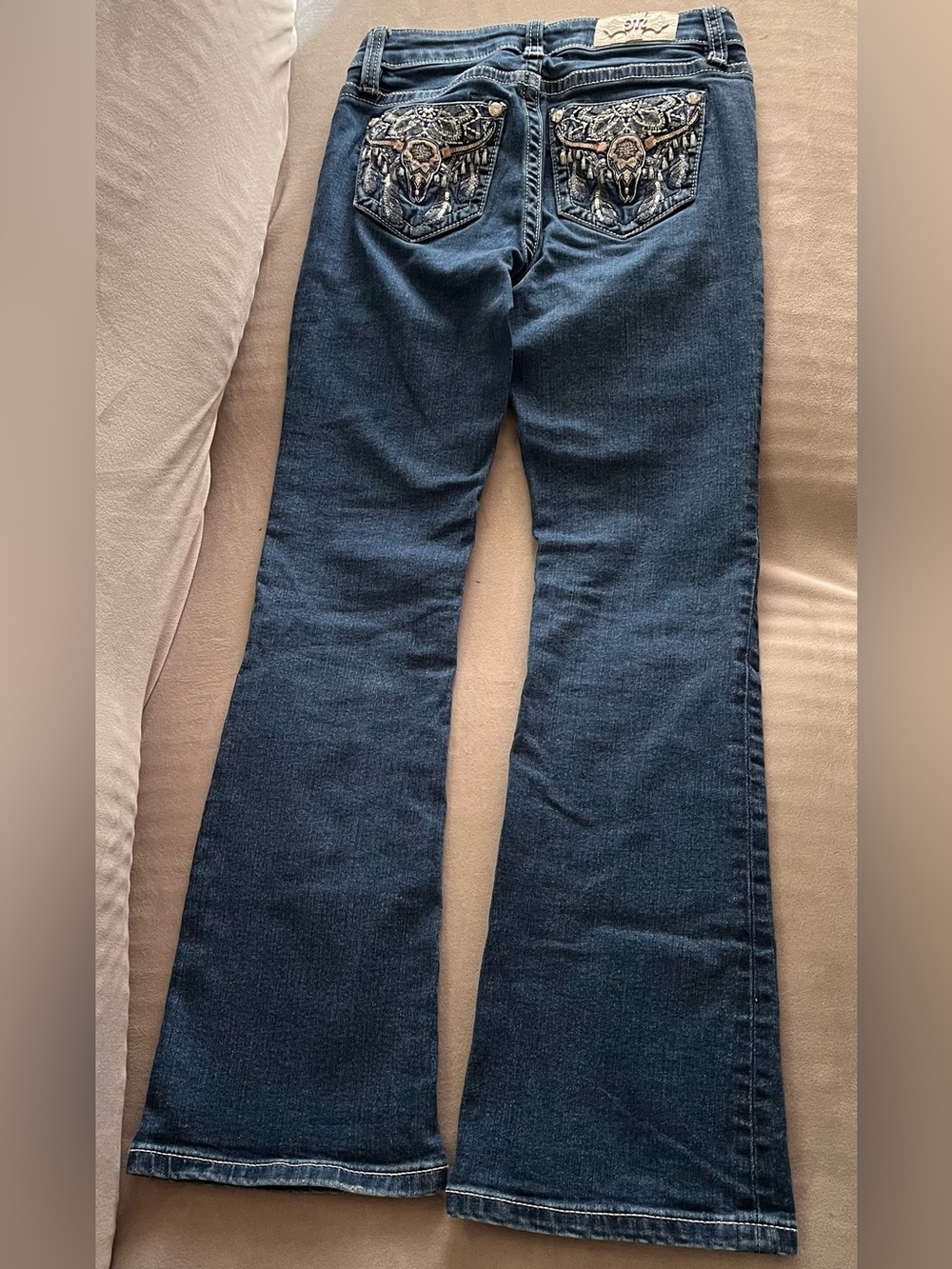 Miss Me girls jeans. Dark blue. Sz 10 kids. Pre owned.